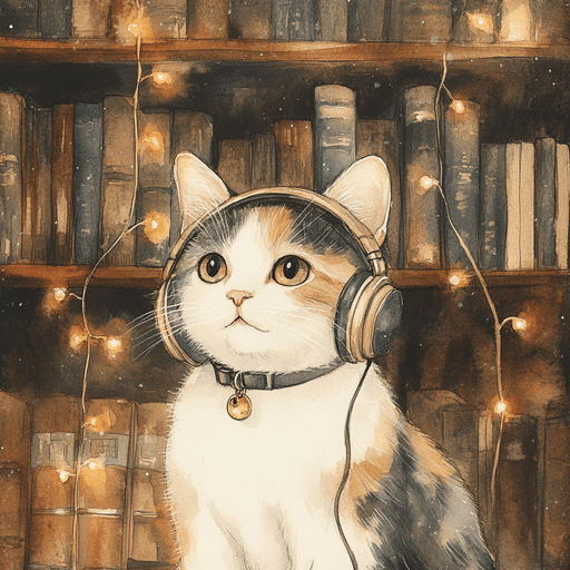 A cat on books - Cozy and Content