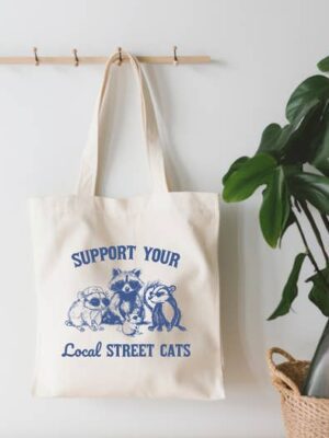 Support Your Local Street Cats Small Canvas Tote Bag