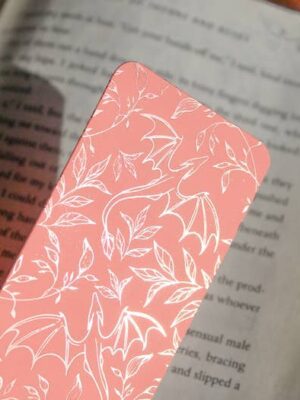 Rose Gold Foil & Coral Floral Dragons Bookmark | Soft Touch